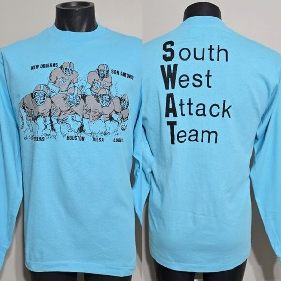 Nos Vintage SWAT South West Attack Team T Shirt XL Double Side Single Stitch Tee - Picture 1 of 11